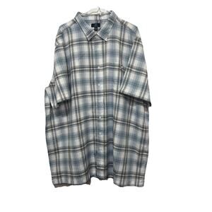 GEORGE Mens 3XL Blue And White Plaid Big And Tall Button Down Shirt NWOT.